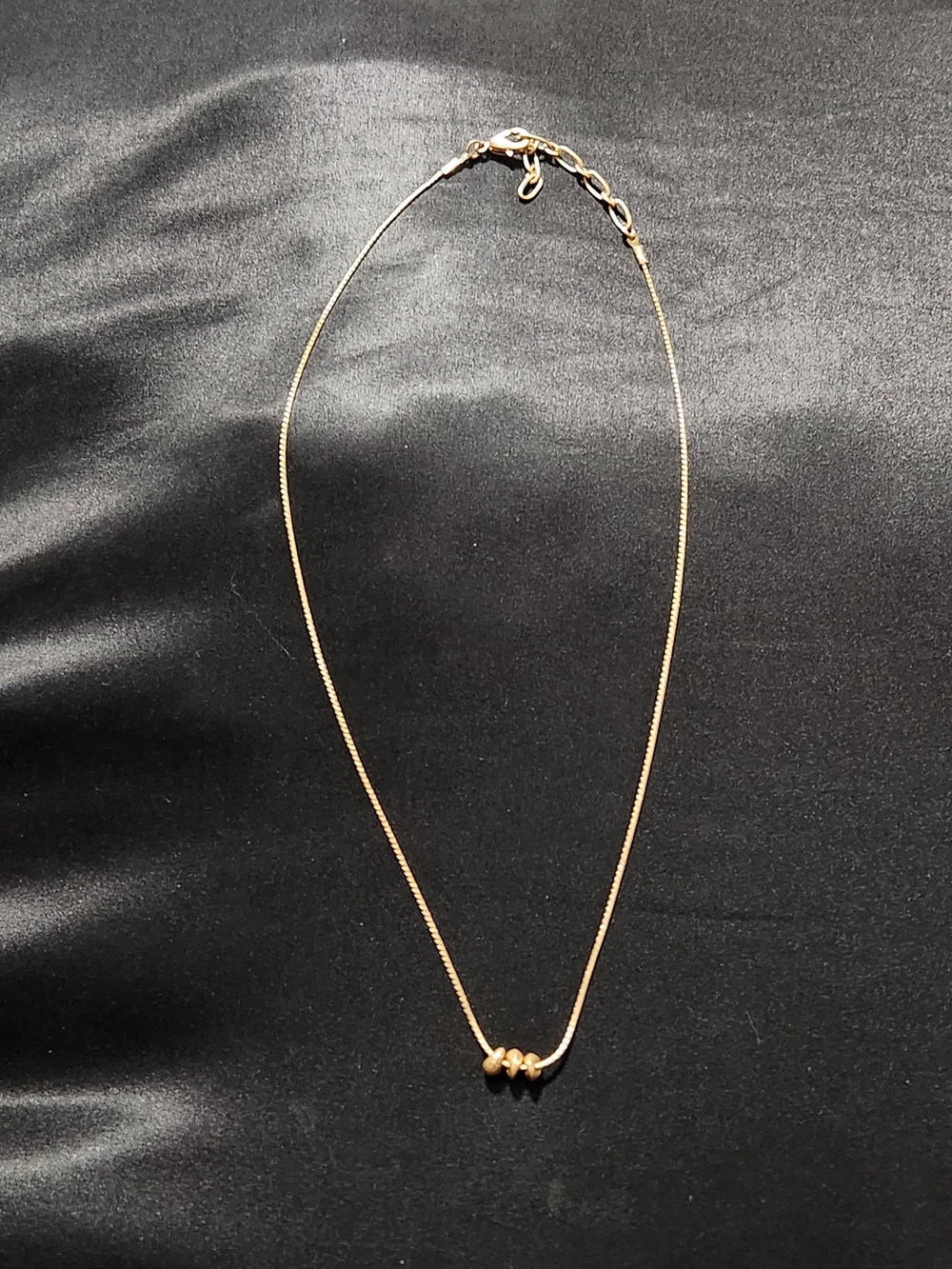 Vintage Gold Tone Liquid Rope Chain Floating Slider Bead Choker Necklace Minimal